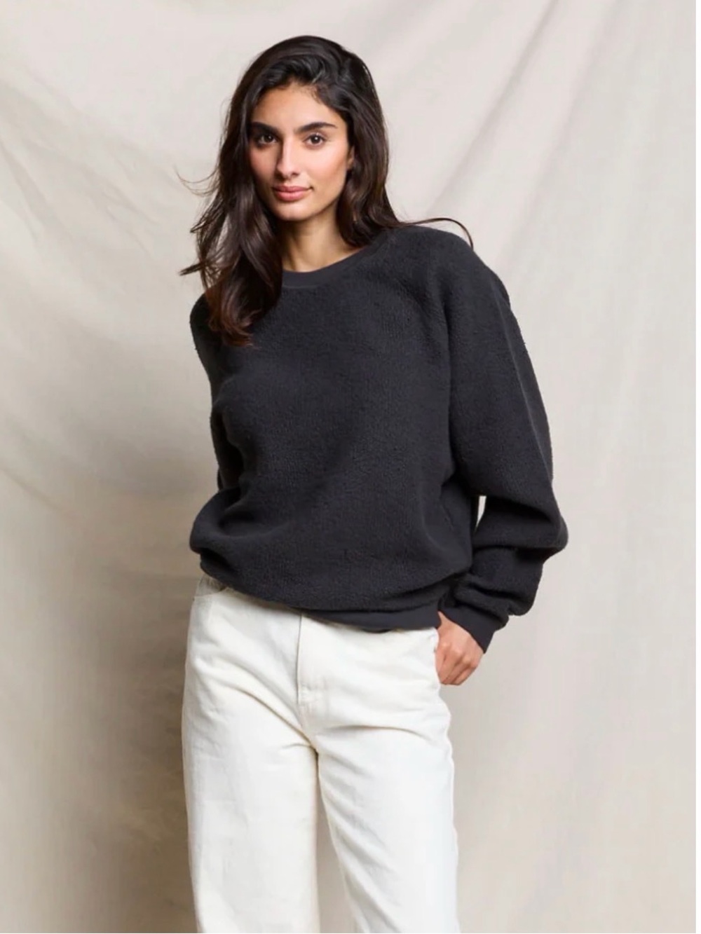 perfectwhitetee Ziggy Oversized Crew Neck Sweatshirt - vintage black